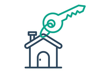 Rental icon. Line icon style. Icon related to real estate. Residential elements vector illustration. Transparent background