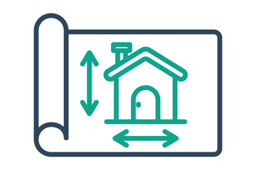 Blueprint icon. Line icon style. Icon related to real estate. Residential elements vector illustration. Transparent background