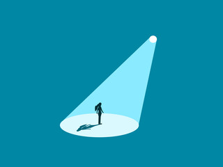 businesswoman peered through of light shone.