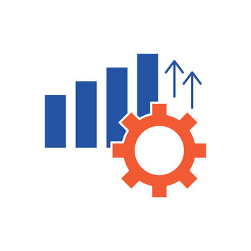 Simple Performance gear and arrow up icon for social media, app, and web design. Vector illustration, Eps 10.