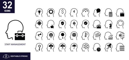  Staff Management Glyph Icon Set