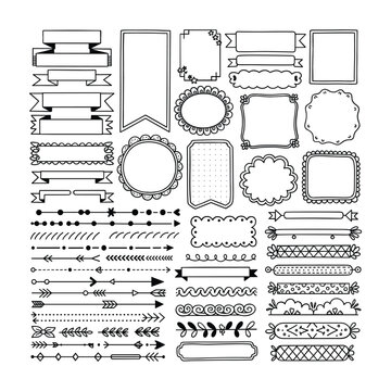 Extensive Collection of Hand Drawn Bullet Journaling Elements and Borders dividers banners