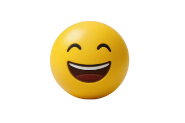 Fototapeta premium Yellow smiley face emoji with wide open mouth and closed eyes happy, Isolated On White Background, Png Transparent