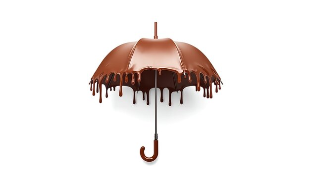 A chocolate covered umbrella on a white background
