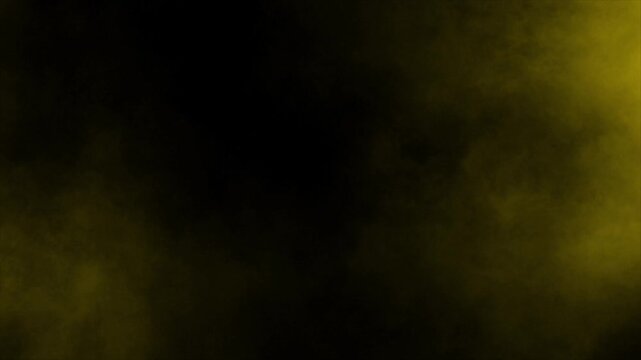 Golden yellow fog framing the corners. Isolated on black background, ideal for compositing