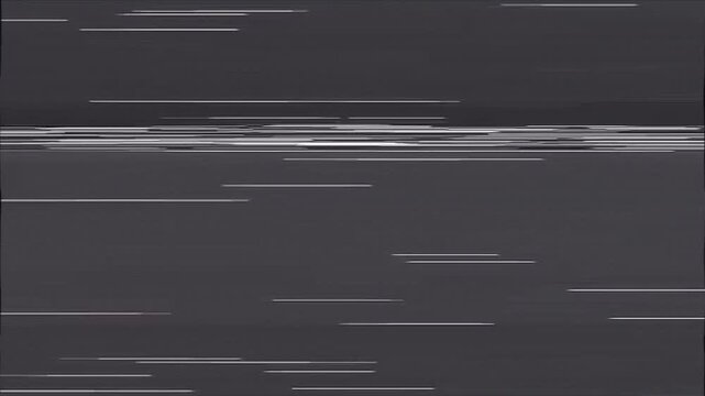 Thin, sharp white horizontal lines appear randomly on a black background, simulating scratches on film or digital dropouts