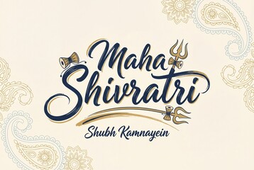 Obraz premium Artistic Maha Shivratri greeting banner with elegant typography and traditional Indian spiritual elements