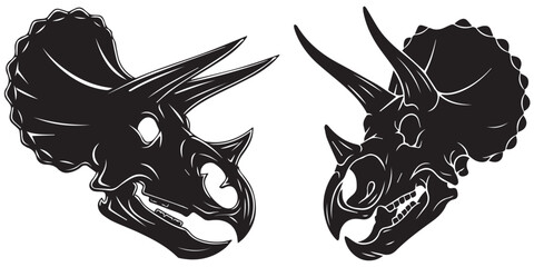 Dinosaur skull ancient fossil prehistoric reptile triceratops head eps 10 © md