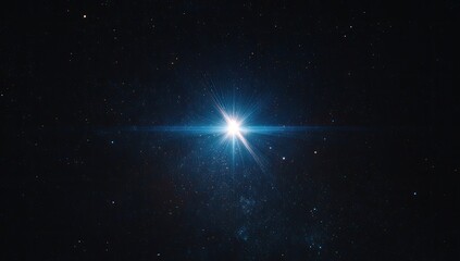 A bright, radiant star shines intensely within a vast, dark expanse of the cosmos