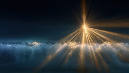 Dramatic abstract image featuring radiant light rays bursting through cloudy formations