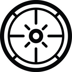 Obraz premium Simple black and white icon of a steering wheel