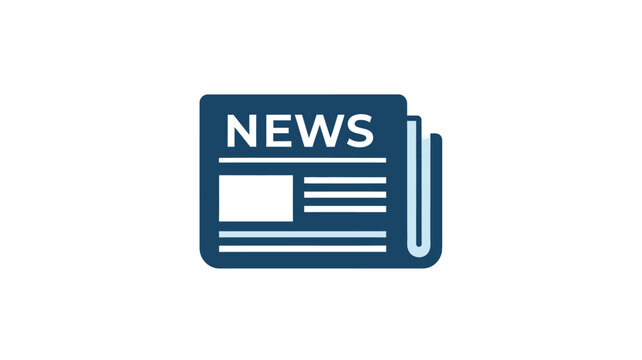 a blue news icon displaying the word news in a modern design silhouette