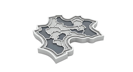 Fototapeta premium 3D Map Outline with Internal Divisions