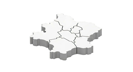 Fototapeta premium 3D Isometric Map of Kosovo Divided into Municipalities