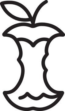 Apple core organic food waste related line icon vector