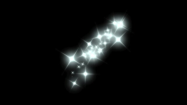 Glitter sparkle trail, luxury white glitter sparkles line animation, magic dust pixie dust path, twinkling stars particles overlay, elegant festive sparkle effect on black background, 4k