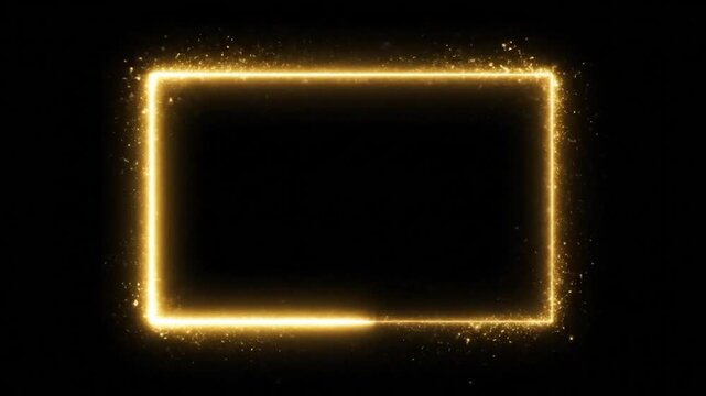 Glowing rectangle of sparkling yellow light on a black background