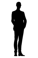 Black Silhouettes of Businessman. Isolated on White Background. PNG File.