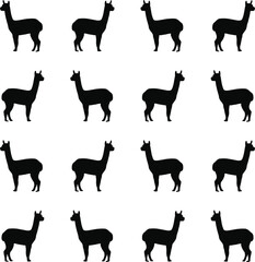 Obraz premium Alpaca llama silhouette seamless pattern minimalist farm animal background repeating design for textile wallpaper flat vector illustration