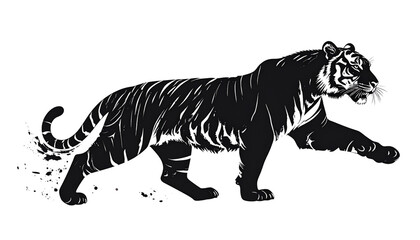 Fototapeta premium A wild white tiger vector illustration featuring a powerful feline predator with black stripes and a cartoon silhouette perfect for zoo wildlife art and safari themed nature designs