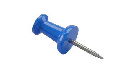 Blue push pin angled side view