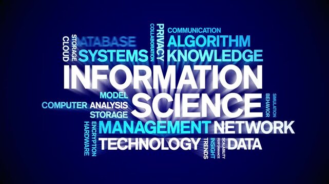 information science animated word cloud-text design animation tag kinetic typography seamless loop.