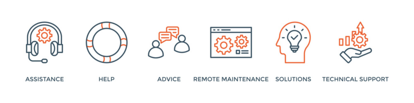 IT Expert banner web icon vector illustration concept with icon of assistance, help, advice, remote maintenance, solutions and technical support