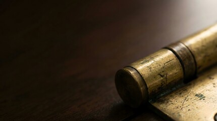 Close-up of Rustic Antique Brass Hinge Detail