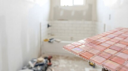 Pink Iridescent Mosaic Tiles for Bathroom Renovation