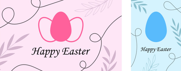 Happy Easter Day Posters Bundle Spring Holiday Greeting Set