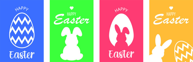 Happy Easter Day Posters Bundle Spring Holiday Greeting Set