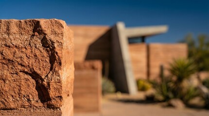 Textured Desert Wall with Modern Architecture