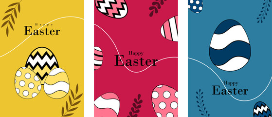 Happy Easter Day Posters Bundle Spring Holiday Greeting Set