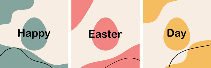 Happy Easter Day Posters Bundle Spring Holiday Greeting Set