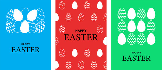 Happy Easter Day Posters Bundle Spring Holiday Greeting Set