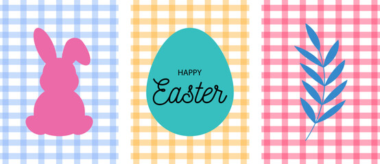 Happy Easter Day Posters Bundle Spring Holiday Greeting Set