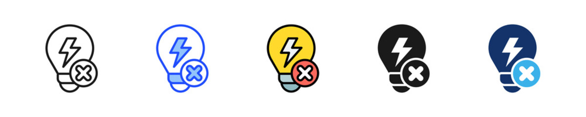 Power Outage Icon Collection With Multiple Styles