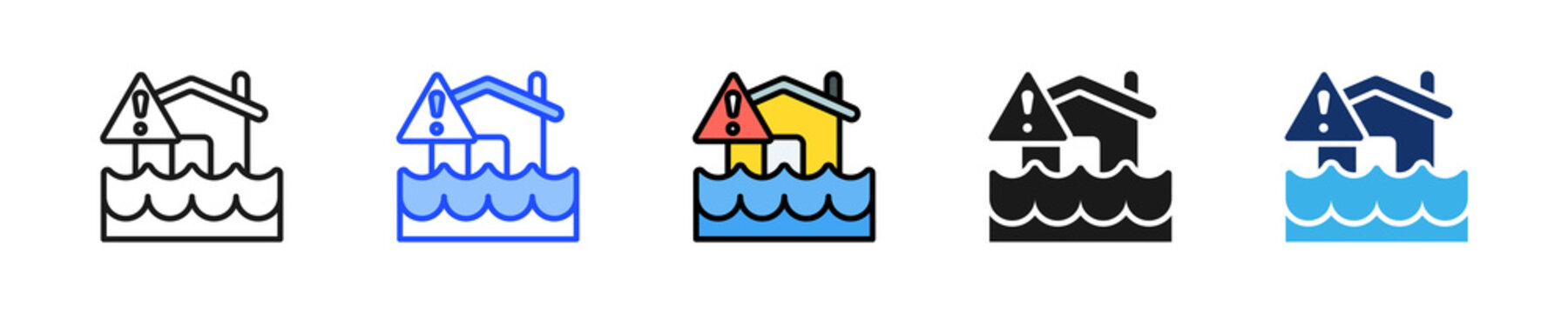 Flood Alert Icon Collection With Multiple Styles
