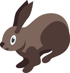 Fototapeta premium Brown rabbit running, isometric illustration isolated on white background