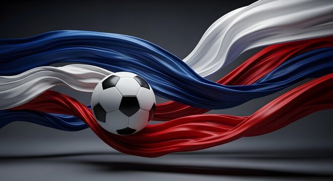 Soccer ball with russian flag waves fifa world cup 2026
