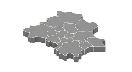 Fototapeta premium 3D Isometric Map of a Region Divided into Districts