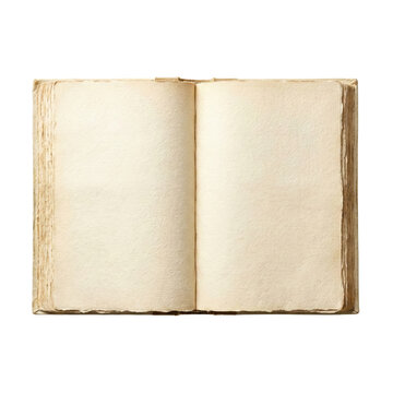 Open antique book with blank textured pages