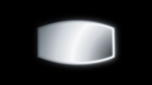 Glowing white rounded rectangle badge on transparent background in 4k alpha channel. futuristic button shape with soft light. Seamless loop