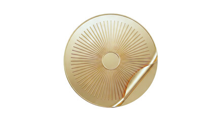 Gold sunburst medallion with peeling corner