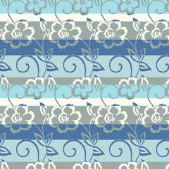 seamless pattern with blue flowers