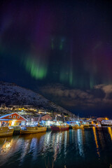 Harbor with auroras
