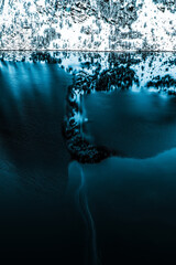 Ice and reflections to mountains