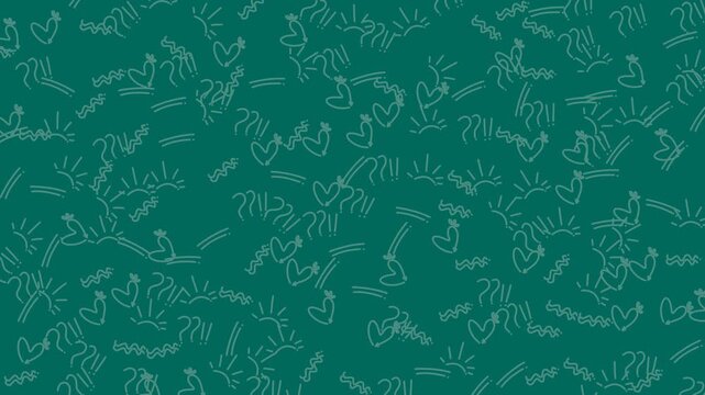 Doodle line art hearts questions exclamations suns seamless pattern whimsical, ideal for backgrounds, textiles, stationery, or playful branding.