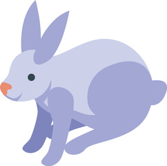 Fototapeta premium Purple rabbit sitting and relaxing, isometric illustration