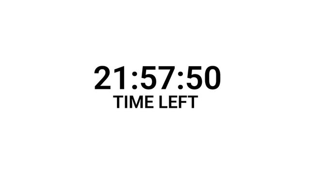 Twenty four hours countdown timer in sixty seconds,24 hours countdown in one minute with transparent background with alpha channel in 4k.